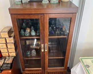 Civil War Era Inkwells & Display Cabinet 