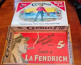 There are several cigar boxes.