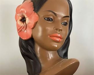 Vintage 1950’s Hawaiian hula girl chalkware bust