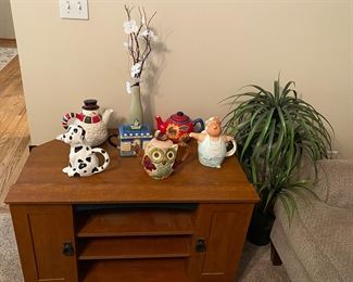 Collection of Teapots, TV Entertainment Stand Cabinet