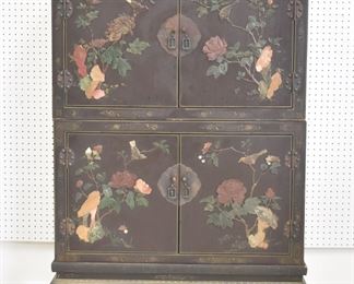 CHINOISERIE BLACK LACQUER 3-PART CABINET 