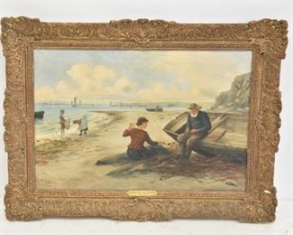 E MACKEY , ANTIQUE CLAM DIGGERS OIL ON CANVAS 