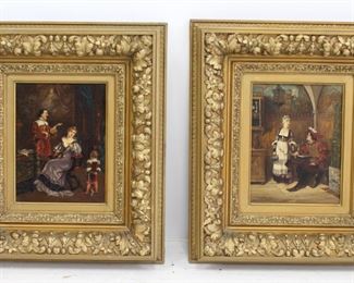 (Pr) GERMAN OIL ON PANEL INTERIOR SCENES 