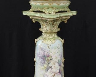 LARGE ROYAL BONN JARDINERE & PEDESTAL 