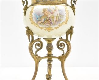 SEVRES PORCELAIN & CHAMPLEVE BRONZE 