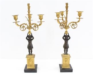 (Pr) FRENCH EMPIRE NUBIAN CANDELABRAS 