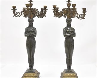 (Pr) LARGE FRENCH EMPIRE CANDELABRAS 