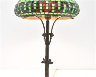 TREE FORM LEADED GLASS TABLE LAMP 