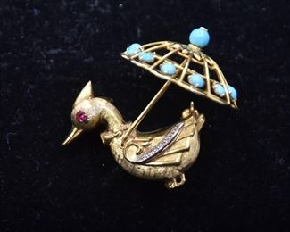 14KT GOLD DUCK PIN 