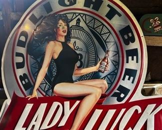 METAL SIGN BUD LIGHT LADY LUCK