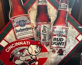 METAL SIGN CINCINNATI REDS BUD