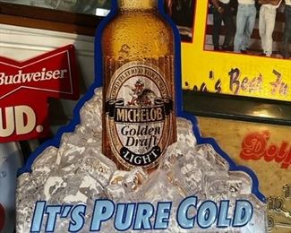 METAL SIGN MICHELOB GOLDEN DRAFT LIGHT ITS PURE COLD