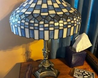 LAMP BLUE STAINED GLASS