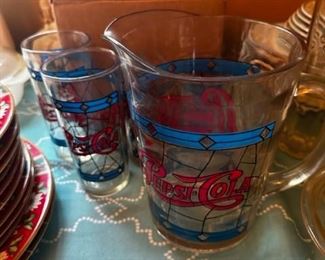 PEPSI COLA PITCHER AND GLASSES
