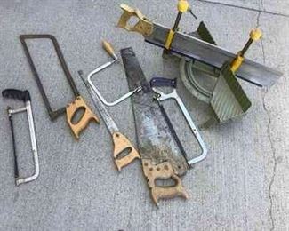 Miter Saw Several Hand Saws