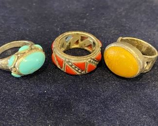 3 X Sterling Silver Ring Size 6 1-4