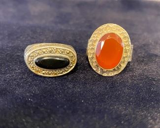 2 X Sterling Silver Ring Size 6.5