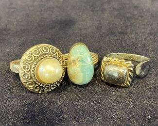 3 X Sterling Silver Ring Size 7 1-2