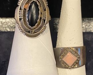 Two Sterling Silver Rings Size 8 3-4