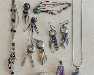 Sterling Silver Dangle Earrings, Bracelet, Necklace Pendants