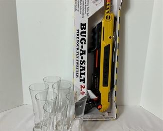 6 Pilsner Glasses BugASalt Fly Swatter