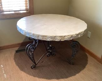 Faux Marble Table on Metal Base