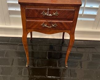 This is a fab small heavy table one drawer 