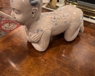 Ceramic 1930’s pillow ho ho boy Chinese 