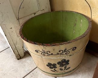 Nice old painted wooden bucket