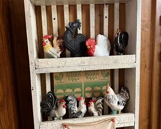 Antique spice jars on primitive shelf
