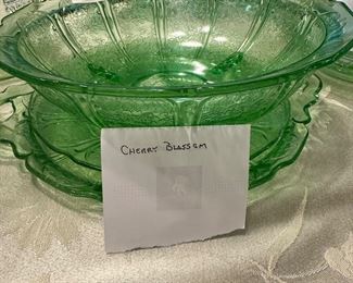 Green Cherry Blossom Depression Glass