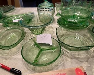 Green Cameo pattern Depression glass