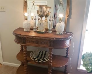 Very nice tall Barley Twist entry table w drawer