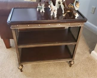 Love this metal side table w shelf.  Brand is Universal Furniture
