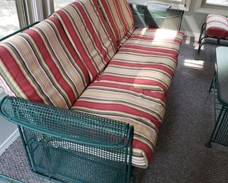MID CENTURY 1950's  Russell Woodard patio furniture- 3 cushion glider sofa...6 piece total set
