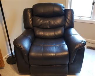 Large  black leather rocker recliner