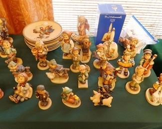Hummel figurines, plates and bell