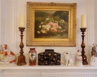 Painting, candlesticks, Staffordshire