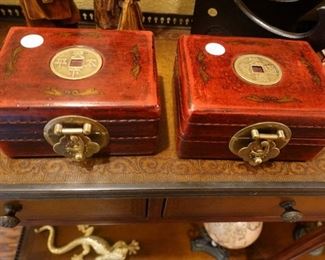 Asian boxes with dominoes 