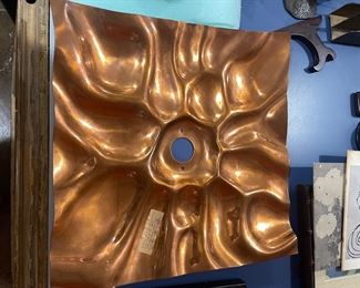 Great piece of San Diego History. The copper cover for a light bulb at the Civic Theater. Hand stamped relief by Jackson and EllaMarie Wooley