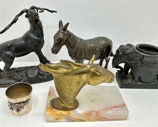Vintage Metal Animal Figurines & Containers, One With Marble Base (5 Pieces)
Lot #: 122