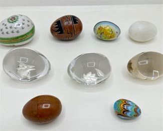Vintage Porcelain, Glass, Metal & Wood Eggs (9 Pieces)
Lot #: 243
