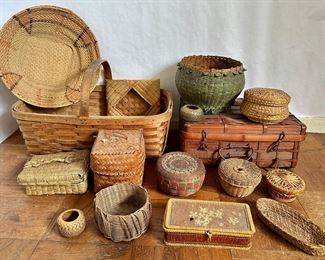 Vintage Hand Woven Baskets Including Ballou Basket , Becket MASS (Over 12 Pieces)
Lot #: 235