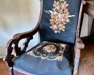 Vintage Carved Wood Cushioned Rocking Chair
Lot #: 94