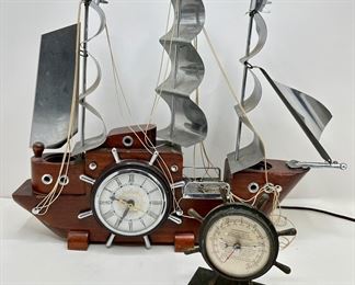 Vintage Sessions Electric Sailboat Clock & Swift & Anderson Nautical Barometer
Lot #: 8