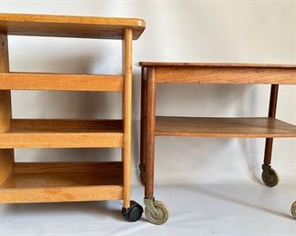 2 Vintage Rolling Wooden Carts: 1 Mid Century Modern
Lot #: 31