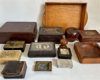 Antique & Vintage Wood & Metal Boxes, Containers & Tray Including 1918 Box (14 Pieces)
Lot #: 72