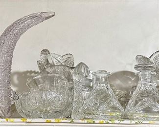 Vintage Crystal & Cut Glass Bowls, Decanters, Horn & More (Over 40 Pieces)
Lot #: 255