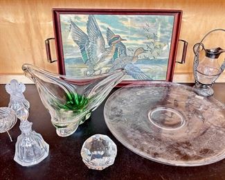 Vintage Murano Style Centerpiece Bowl, Glass Platter, Duck Tray & More (7 Pieces)
Lot #: 226
