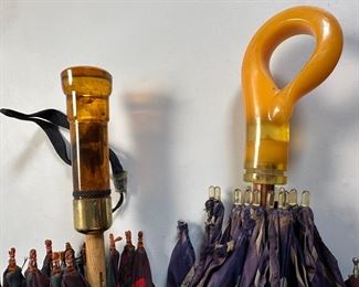 Vintage Umbrellas Including Bakelite, Sterling Silver & Hand Carved Wood Handles (Over 15)
Lot #: 90
